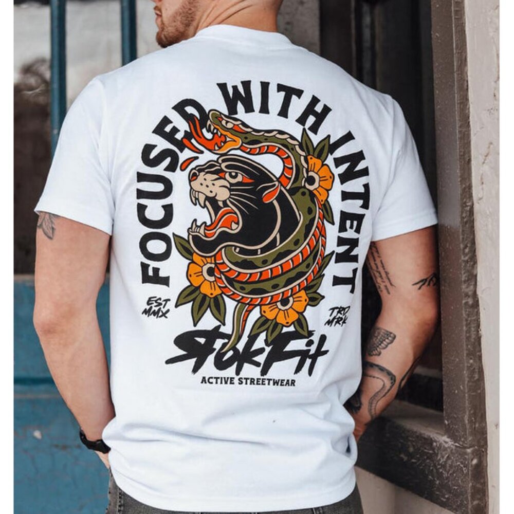 ROKFIT Unisex Focused With Intent Utility Tee Size XL In White